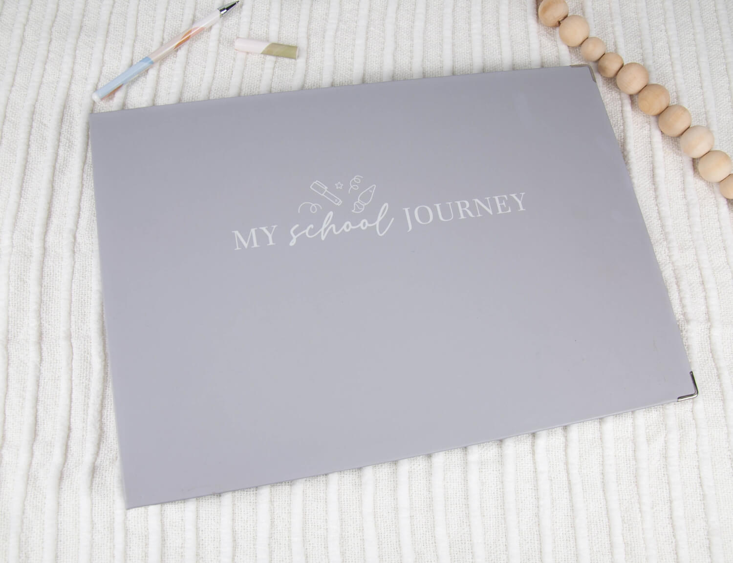grey school memory book folder cover