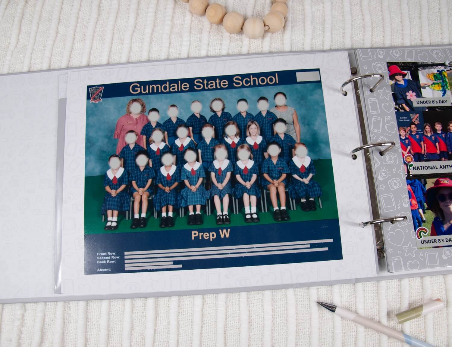 grey school memory book prep class photo